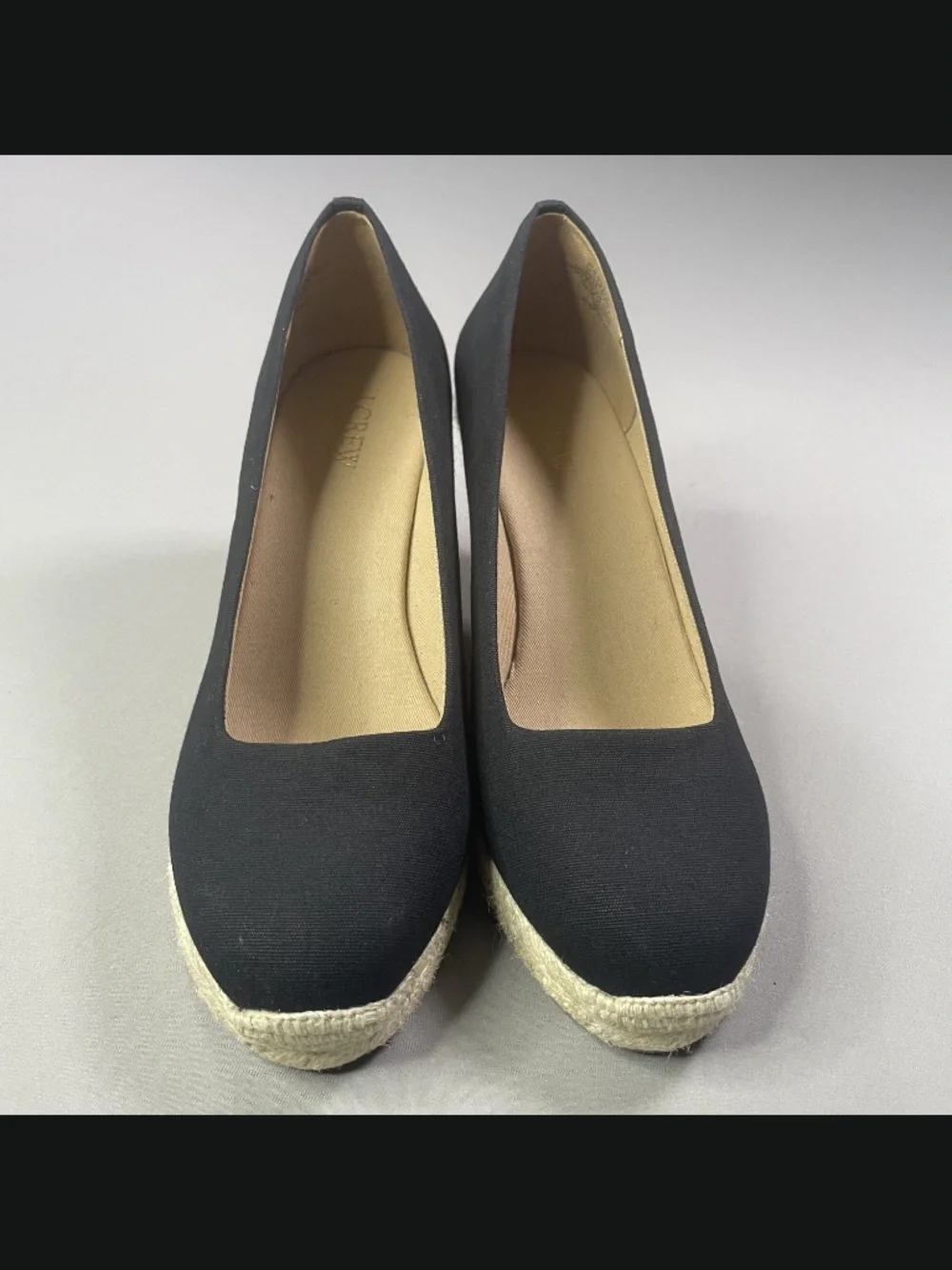 NEW J Crew Shoes Womens 8 black brown wedge heels jute preppy summer casual